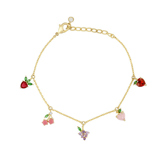 Color Zircon Cherry Peach Tropical Fruit Bracelet