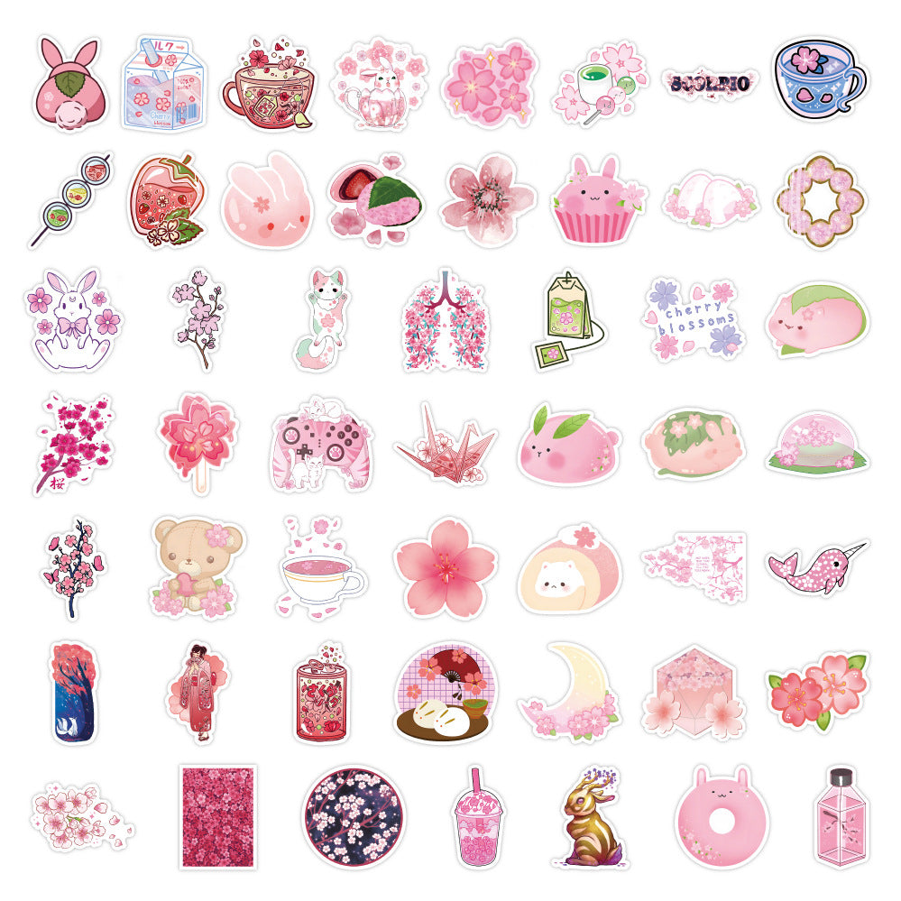 100 PCS Purple Cherry Blossom Waterproof Stickers
