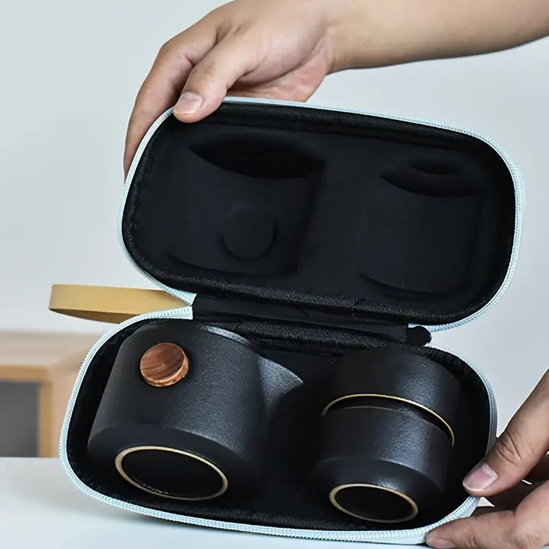 Portable Black Pottery Outdoor Japanese Tea Set Gift