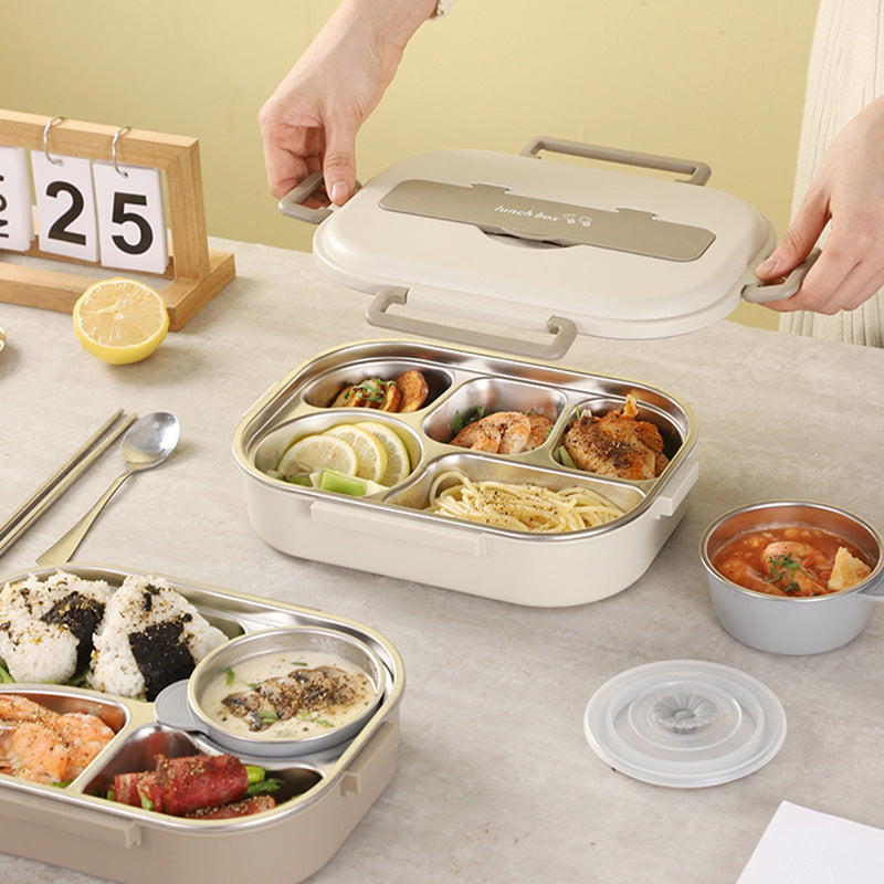 Stainless Steel Bento Box with Five Compartments
