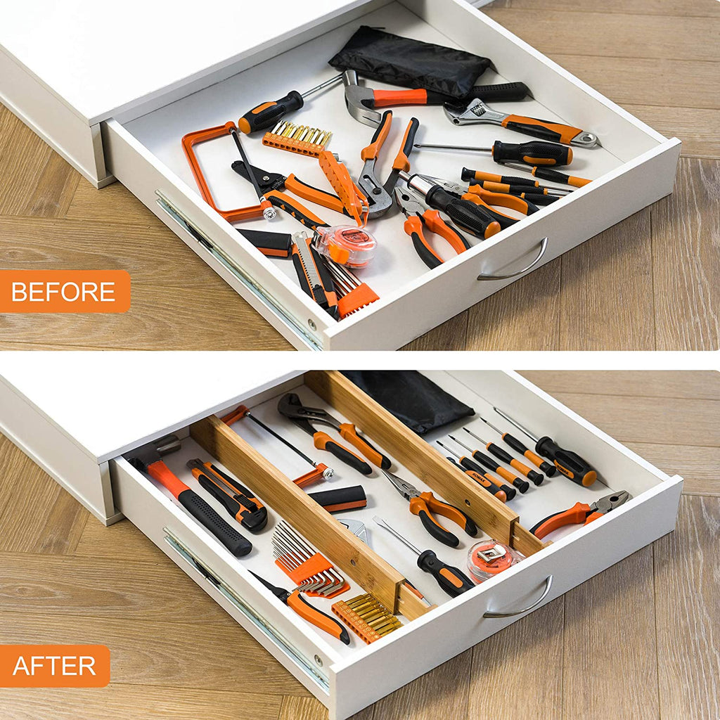 Bamboo Telescopic Drawer Divider for Organizing - Drawer Organizer