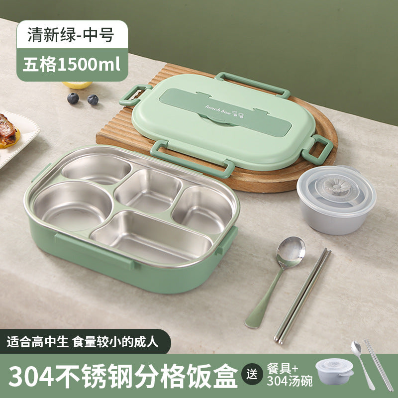 Stainless Steel Bento Box with Five Compartments