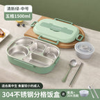 Stainless Steel Bento Box with Five Compartments
