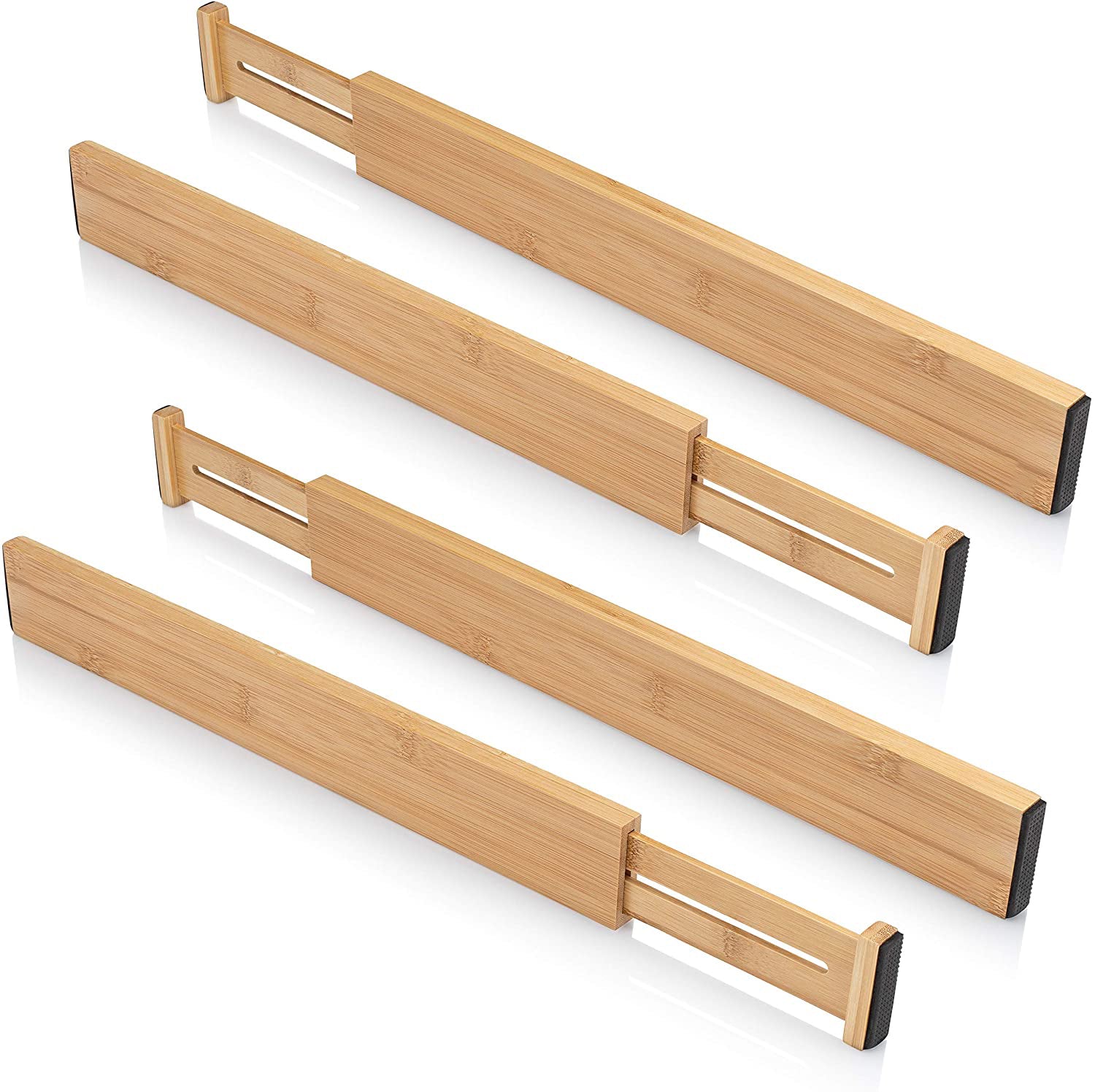 Bamboo Telescopic Drawer Divider for Organizing - Drawer Organizer