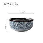 Japanese Traditional Blue Wave Design Plate, Bowl, Cup, & Utensils
