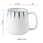 Japanese Large Hand Painted Traditional Blue Indigo Ceramic Mugs