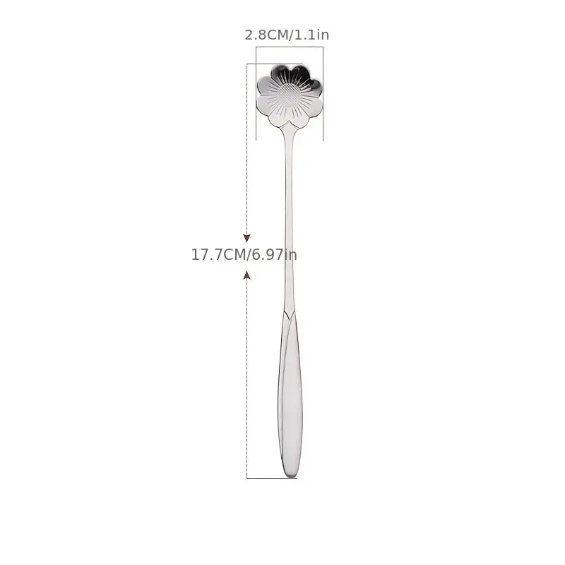 Cherry Blossom Shaped Stainless Steel Dessert Spoon