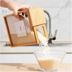 Bamboo Sliding Lid Grain Storage Box - Modern Minimalist Container for Organization