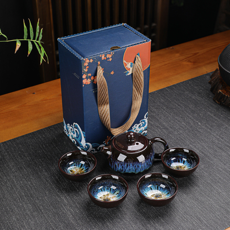 Traditional Blue Japanese Tea Set