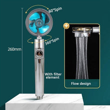 Load image into Gallery viewer, High Pressure Shower Head Adjustable 360° Rotation Turbine Water Saving Shower
