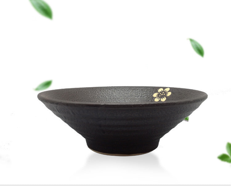 Japanese Traditional Ramen Bowl - Vintage Black Sakura Design