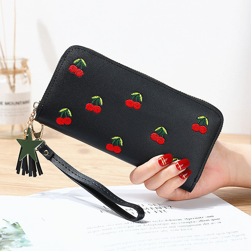 Cherry Embroidery Long Wallet in New Style