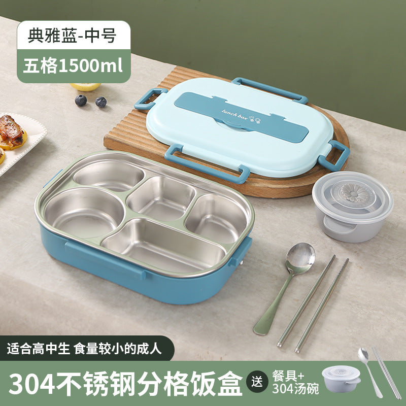 Stainless Steel Bento Box with Five Compartments