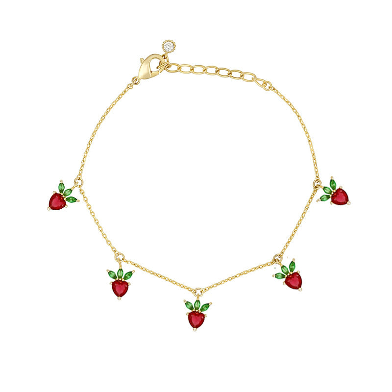 Color Zircon Cherry Peach Tropical Fruit Bracelet