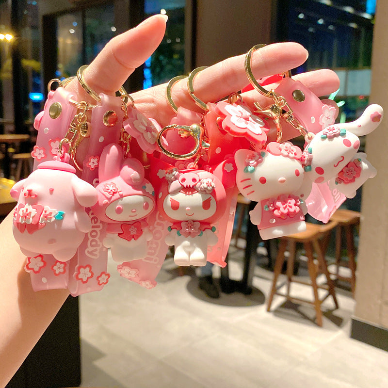 Pink Cherry Blossom Sanrio Cinnamoroll Keychain Decor Hello Kitty Accessory Keychain
