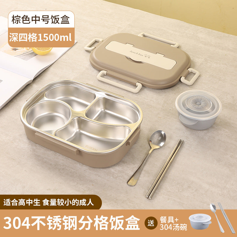 Stainless Steel Bento Box with Five Compartments