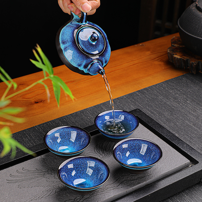 Traditional Blue Japanese Tea Set