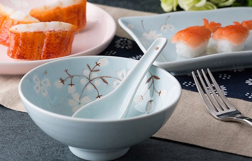 Bowls and Spoon Set - Japanese Cherry Blossom Dishware