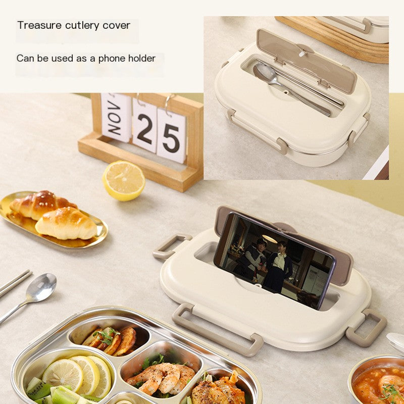 Stainless Steel Bento Box with Five Compartments
