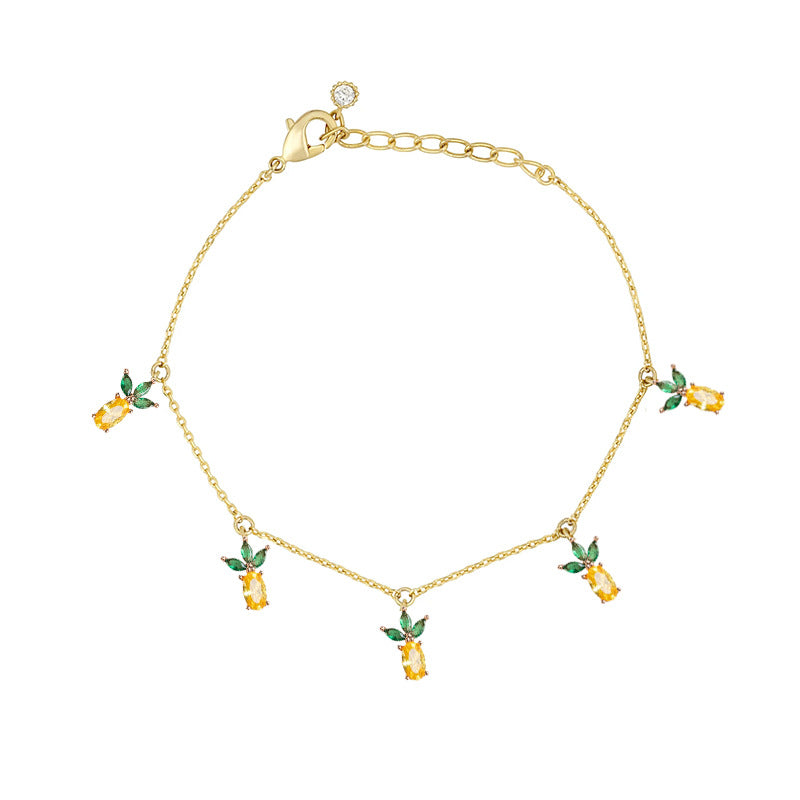 Color Zircon Cherry Peach Tropical Fruit Bracelet