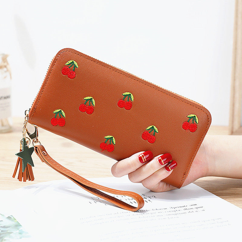 Cherry Embroidery Long Wallet in New Style