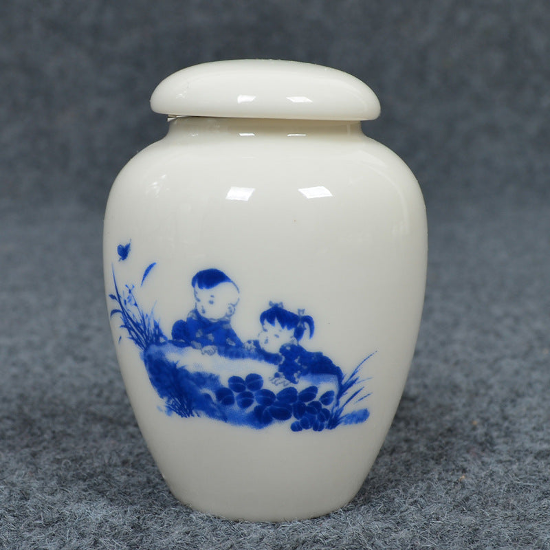 Japanese Tea Canister - Traditional Hand Painted Asian Storage Jar
