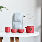 Portable Black Pottery Outdoor Japanese Tea Set Gift