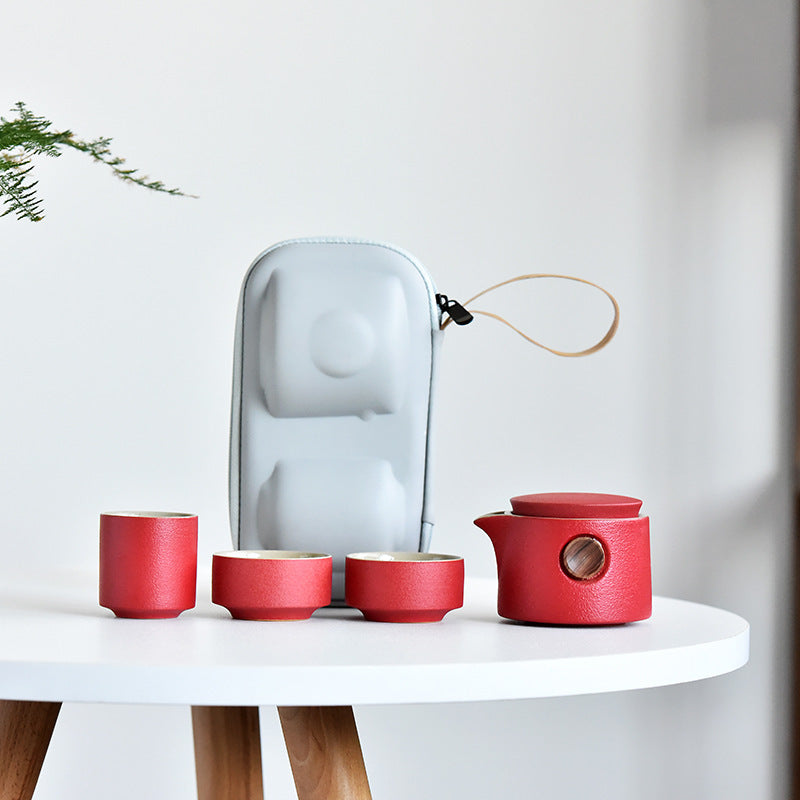 Portable Black Pottery Outdoor Japanese Tea Set Gift