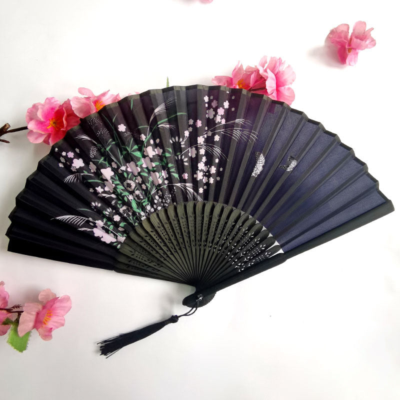 Traditional Chinese Women's Folding Bamboo Silk Fan