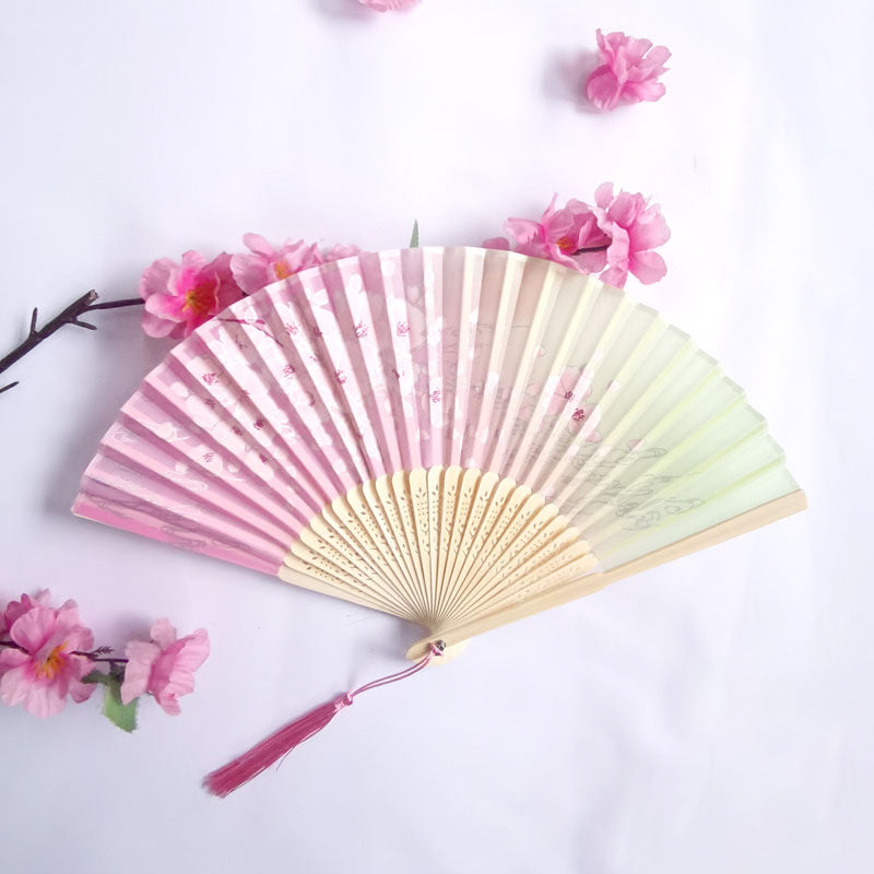 Traditional Chinese Women's Folding Bamboo Silk Fan