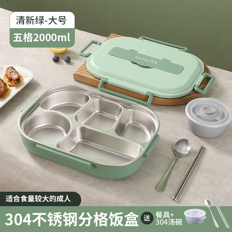 Stainless Steel Bento Box with Five Compartments