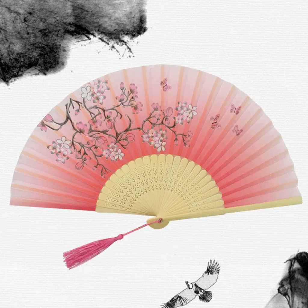 Cherry Blossom Bamboo Hand Fan