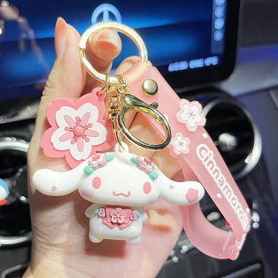 Pink Cherry Blossom Sanrio Cinnamoroll Keychain Decor Hello Kitty Accessory Keychain