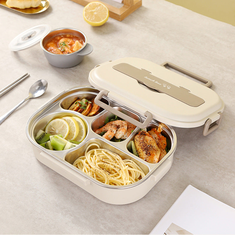 Stainless Steel Bento Box with Five Compartments