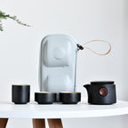 Portable Black Pottery Outdoor Japanese Tea Set Gift