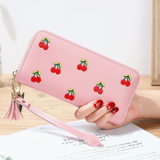 Cherry Embroidery Long Wallet in New Style