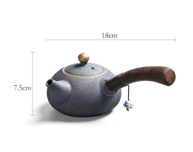 Ceramic Teapot with Ebony Handle for Japanese Tea Set