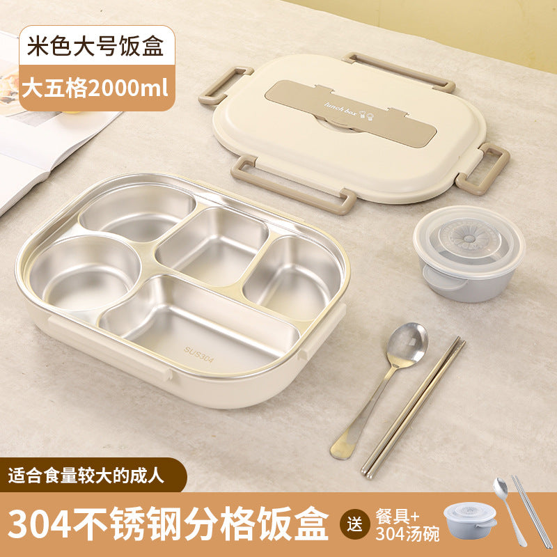 Stainless Steel Bento Box with Five Compartments
