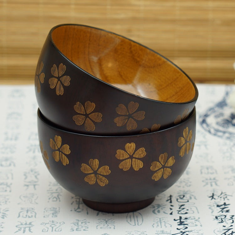 Sakura Solid Wood Adult Rice Bowl