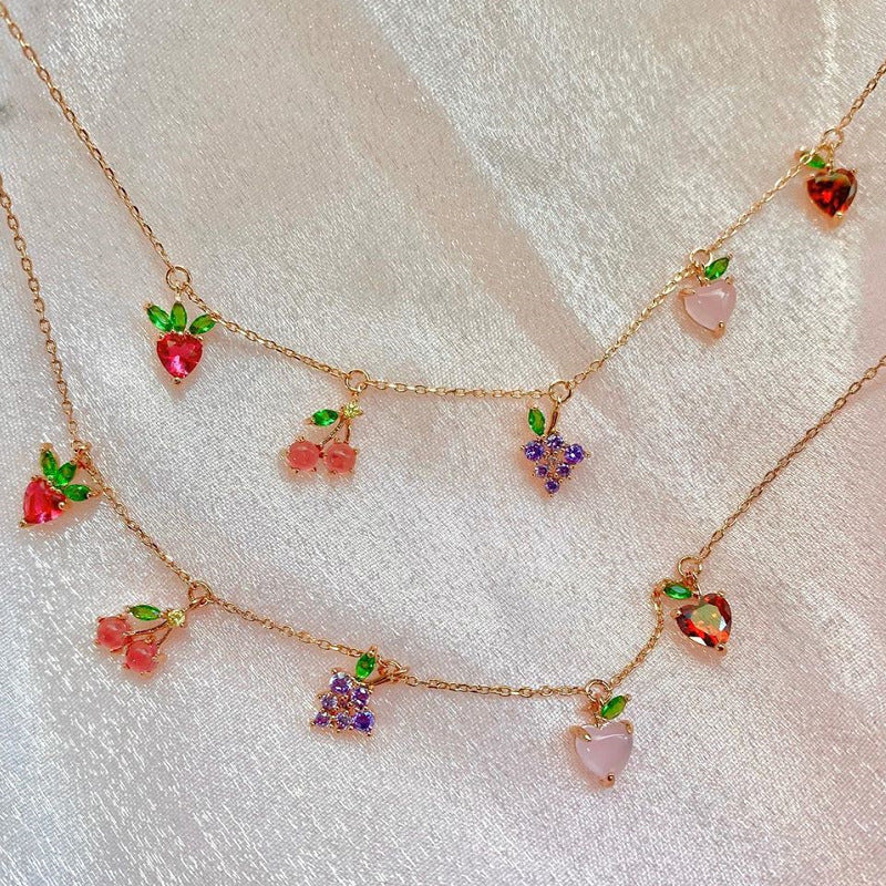 Color Zircon Cherry Peach Tropical Fruit Bracelet