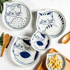 Cat Shaped Japanese Ceramic Plate