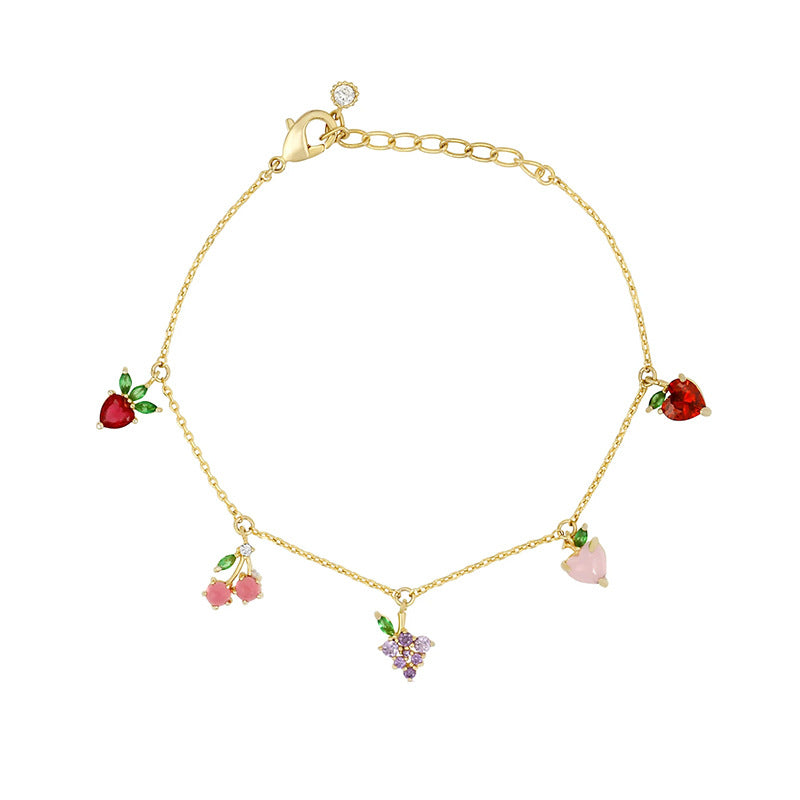 Color Zircon Cherry Peach Tropical Fruit Bracelet
