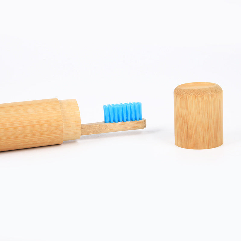 Bamboo Toothbrush Case - Novelty Wooden Teeth Brush soft-bristle Bamboo Fibre Wooden Handle Bamboo Tube Charcoal Set