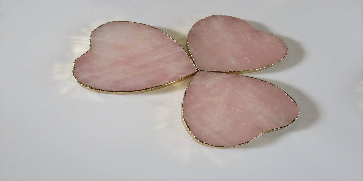 Japanese Natural Rose Quartz Coasters - Pink Crystal Set