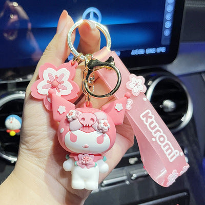 Pink Cherry Blossom Sanrio Cinnamoroll Keychain Decor Hello Kitty Accessory Keychain