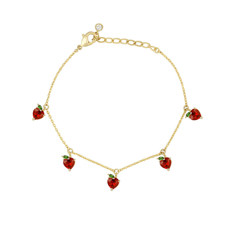 Color Zircon Cherry Peach Tropical Fruit Bracelet