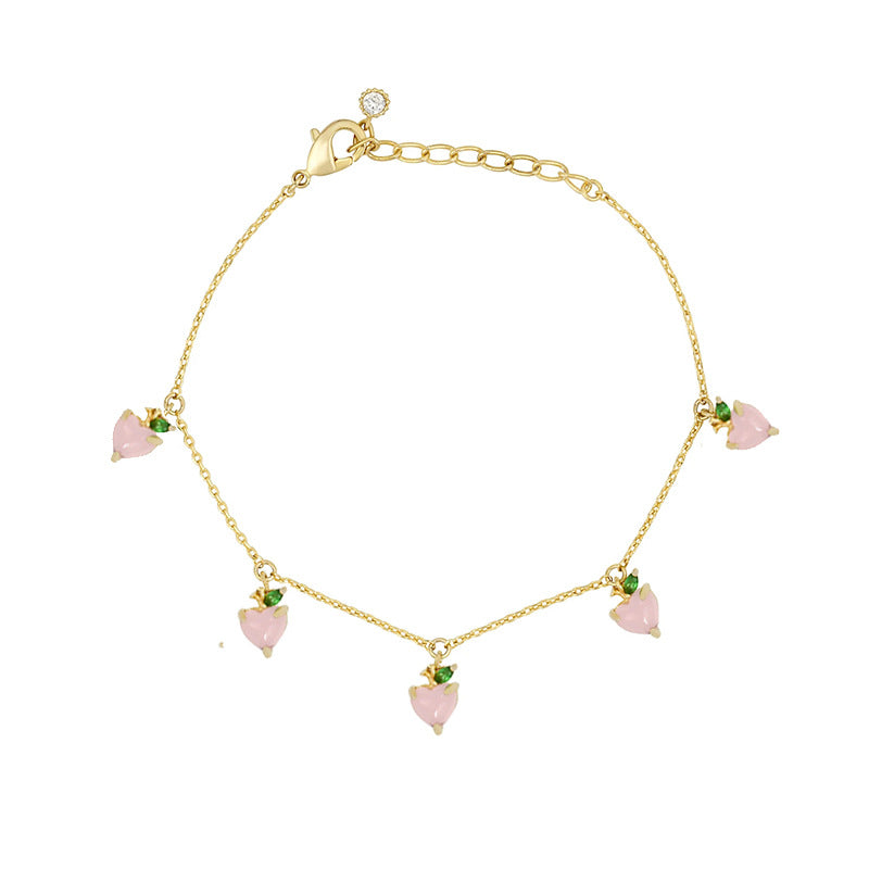Color Zircon Cherry Peach Tropical Fruit Bracelet