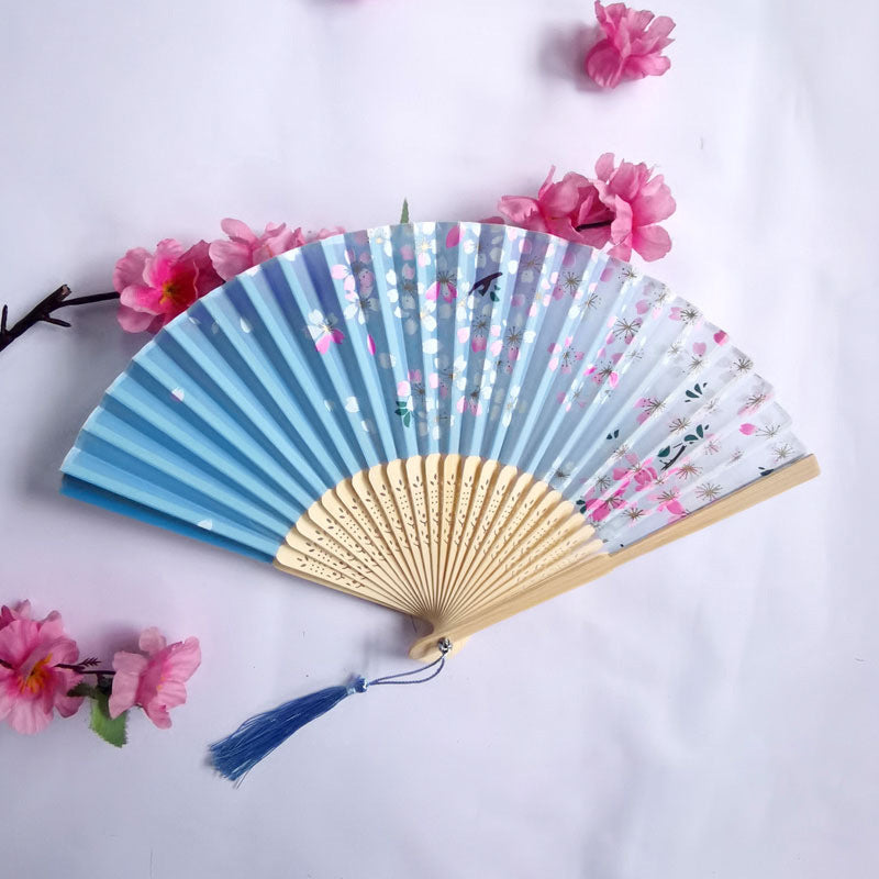 Traditional Chinese Women's Folding Bamboo Silk Fan