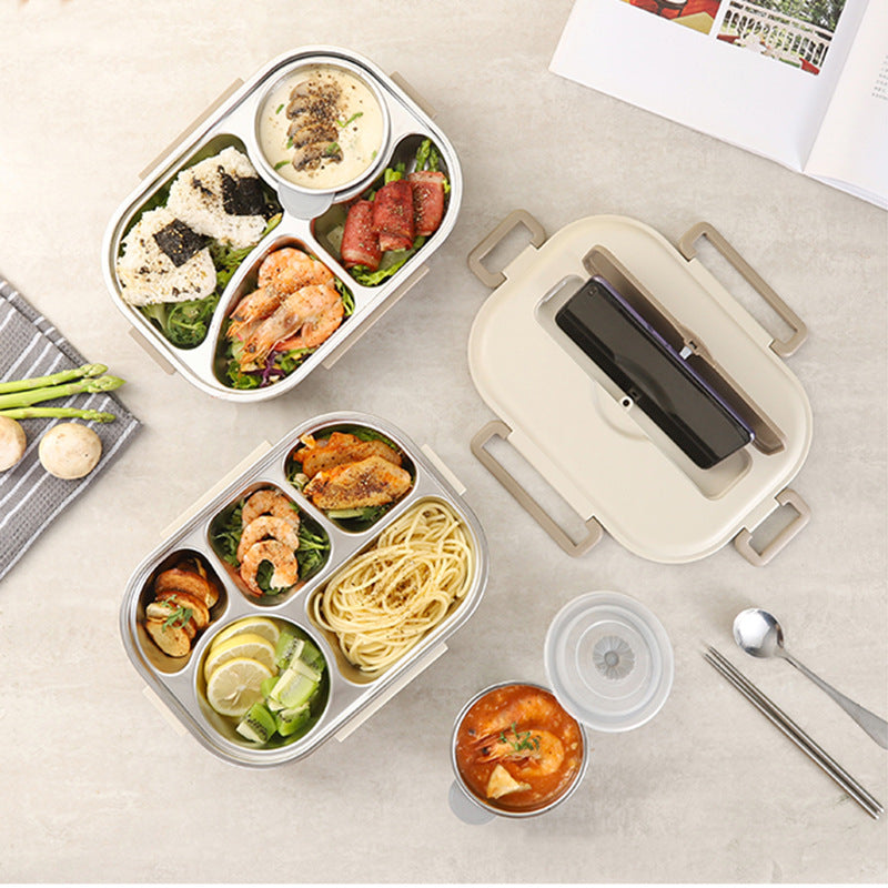 Stainless Steel Bento Box with Five Compartments