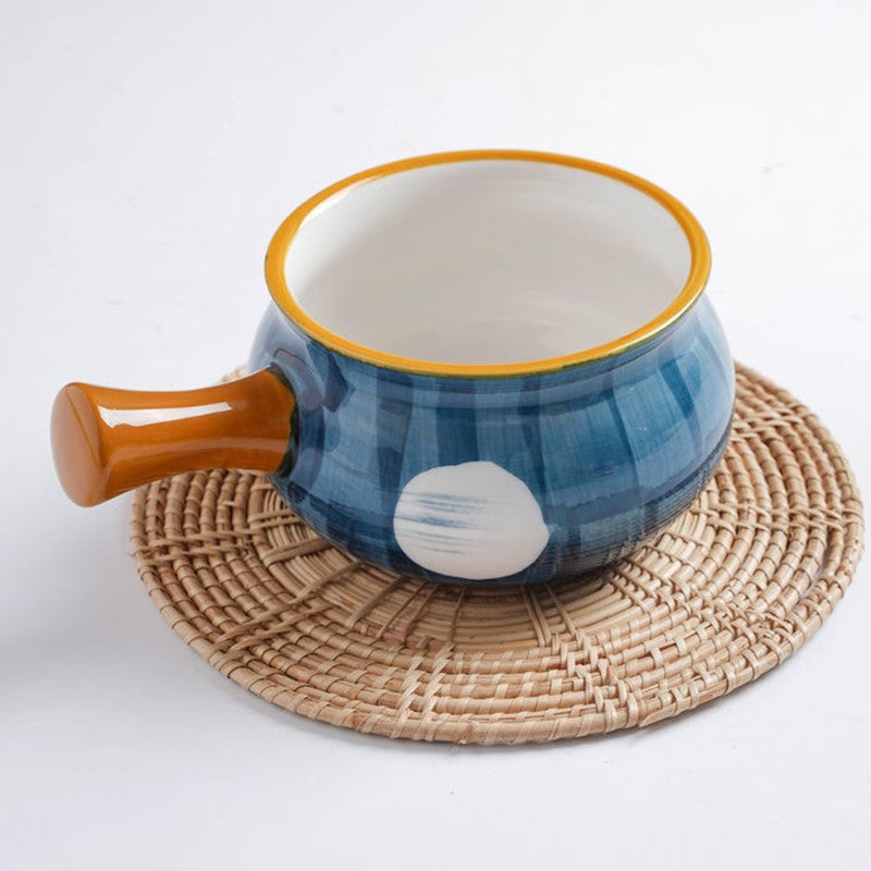Hand-Painted Japanese Breakfast Bowl with Handle